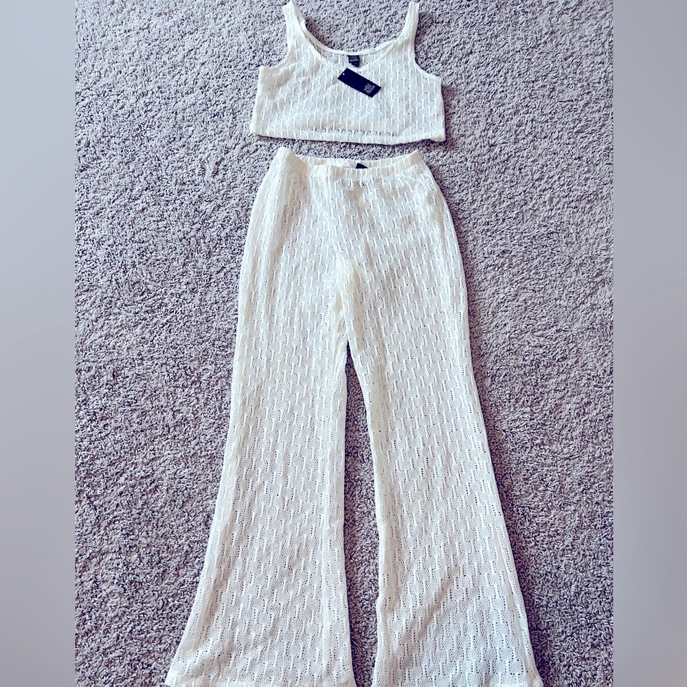 Wild Fable 2 piece white lace bathing suit coverup NWT